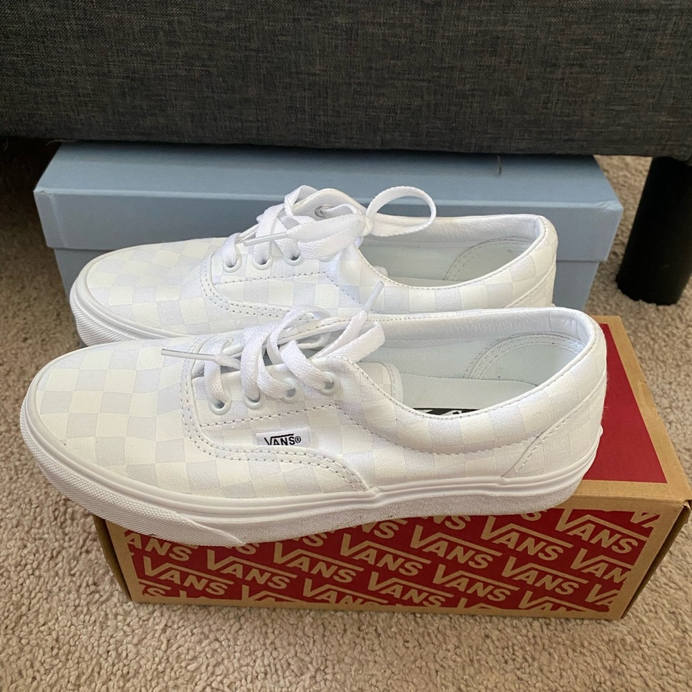 White Checkered Vans - image 1
